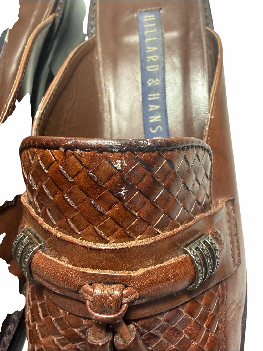 Hillard & Hanson Brown Woven Leather Tassel Loafers Mules Womens 7.5 - Picture 5 of 16
